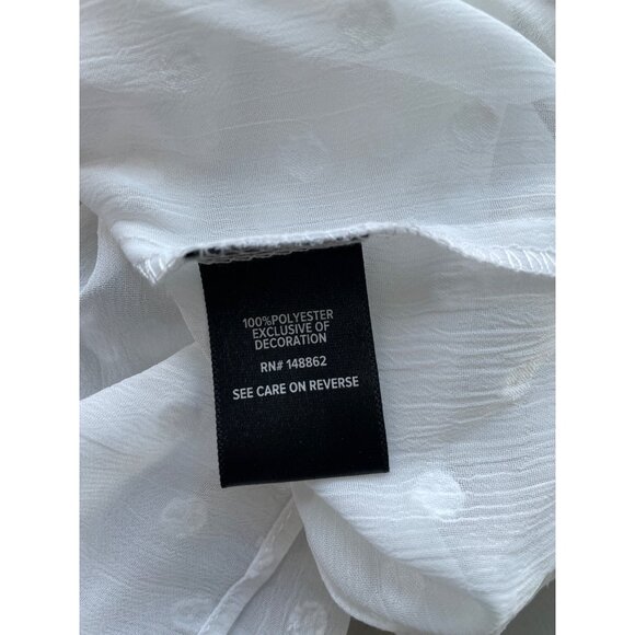 Torrid Peasant Blouse Size Medium Large Clip Dot Sheer Crinkle Gauze White NEW - Picture 8 of 10